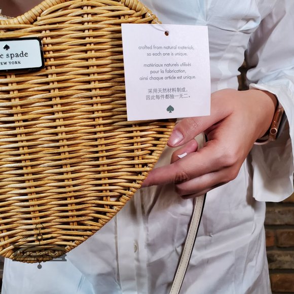 Kate Spade New  Love Shack Wicker Heart Crossbody Neutral Parchment AUTHENTIC - Picture 6 of 8